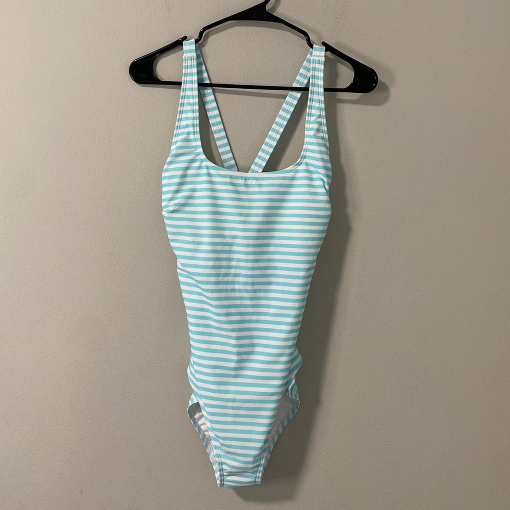 NWT Talbots Blue Striped One Piece Swimsuit Women's Size XL